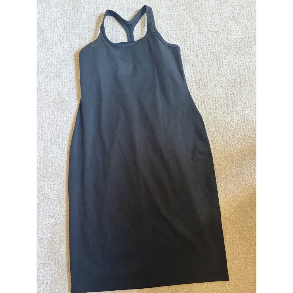Prana Midi Dress Womens XL Gray Racerback Built In Shelf Bra Sporty Minimalist